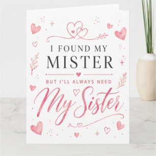 Carte fleur cœur Mariage Sœur Honneur