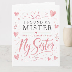 Carte fleur cœur Mariage Sœur Honneur
