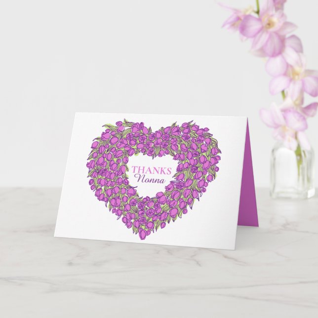 Carte Fleur coeur pourpre tuilp art Nonna Fête des Mères (Orchidée)