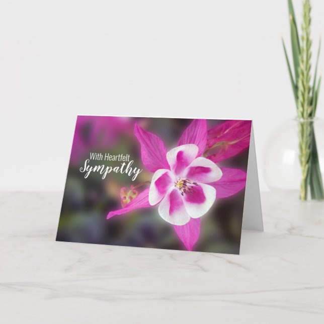 Carte Fleur Columbine Avec Sympathie Du Coeur (Devant)