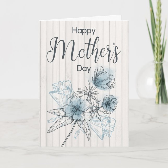 Carte Fleur d’aquarelle bleue pour la fête des mères joy (Devant)