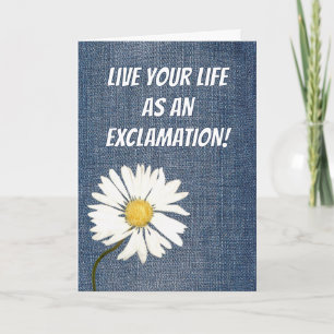 Carte Fleur d'anniversaire sur tissu en denim