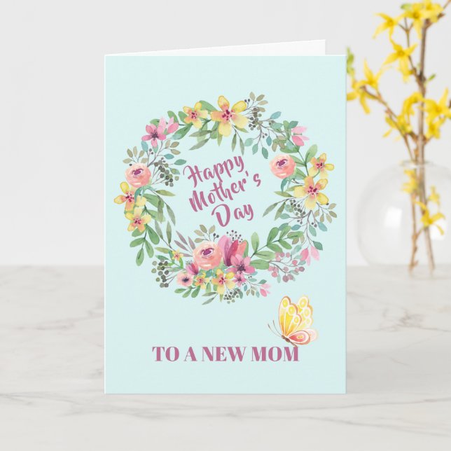 Carte Fleur d'aquarelle de la Première Fête des Mères (Fleur jaune)