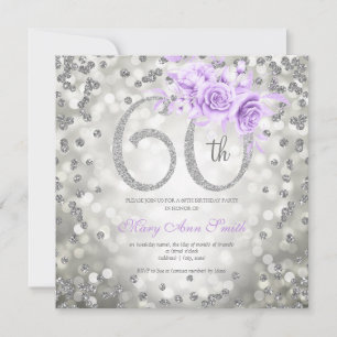 Carte Fleur d'argent 60e anniversaire éclat violet