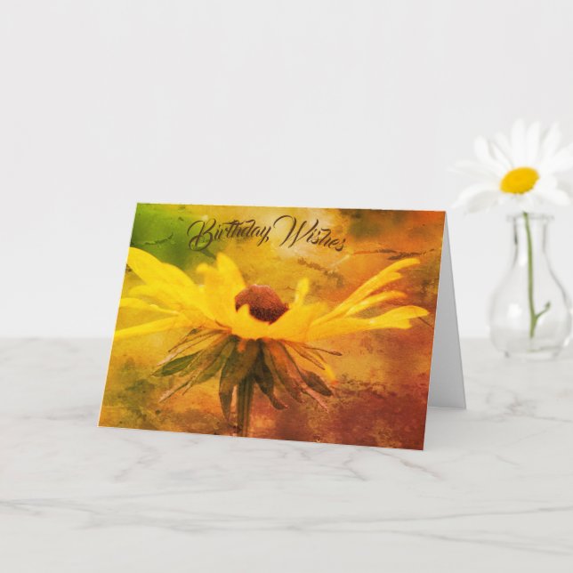 Carte Fleur d'art d'anniversaire de Susan aux yeux noirs (Petite plante)