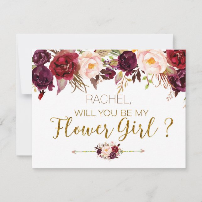 Carte Fleur d'Automne Veux-tu être ma Fille Fleuri (Devant)