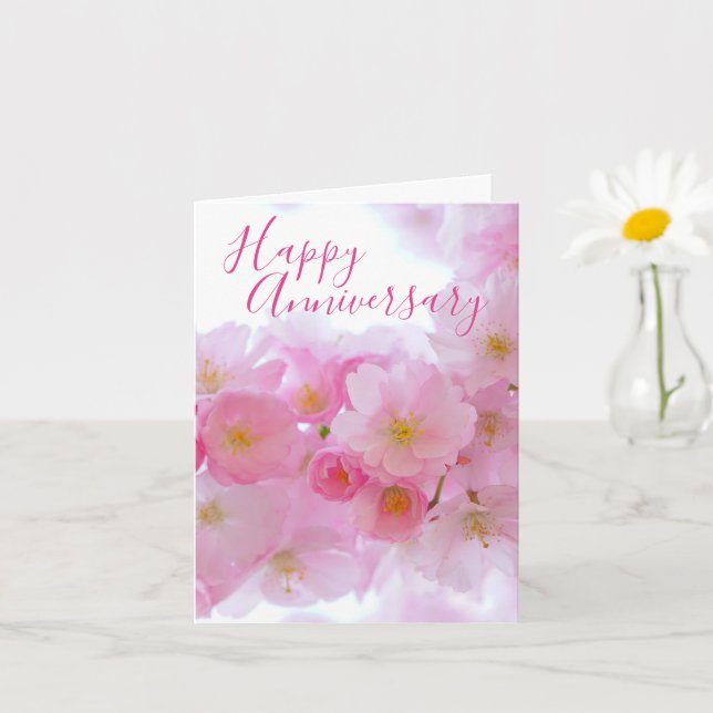 Carte Fleur de cerisier rose | Anniversaire personnalisé (Petite plante)