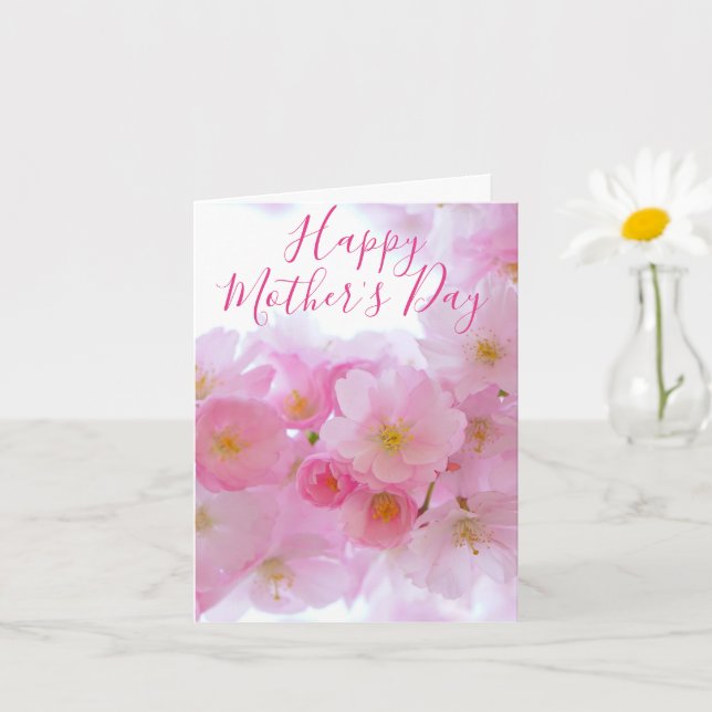 Carte Fleur de cerisier rose - Bonne fête des mères (Petite plante)