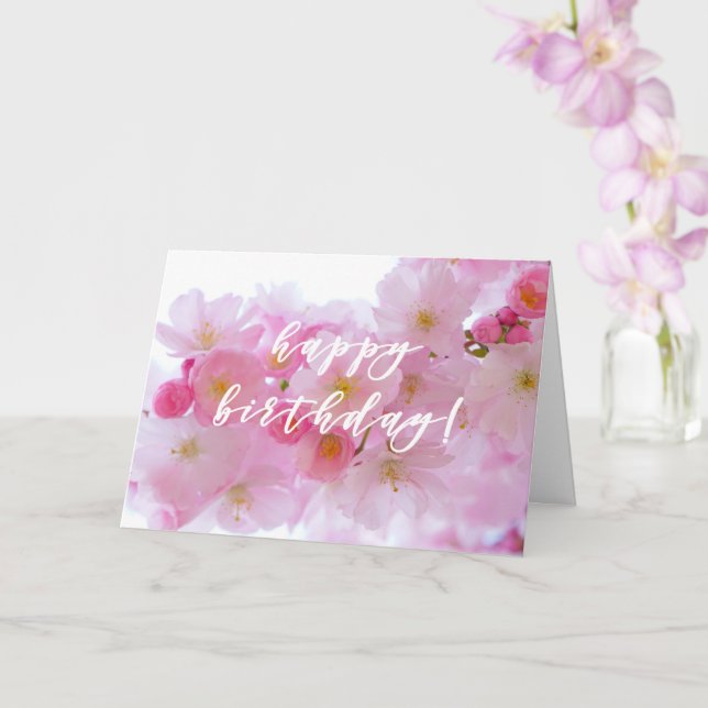 Carte Fleur de cerisier rose | Joyeux anniversaire (Orchidée)