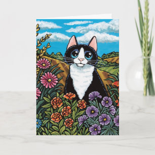 Carte Fleur de chats noir et blanc Meilleure