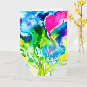 Carte Fleur de cyclamen rose Aquarelle abstraite