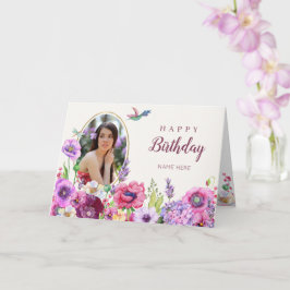 Carte Fleur de fleurs photo heureux anniversaire