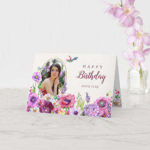 Carte Fleur de fleurs photo heureux anniversaire