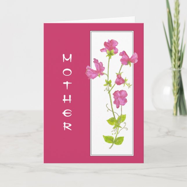 Carte Fleur de l'anniversaire de la mère en notre pois (Devant)