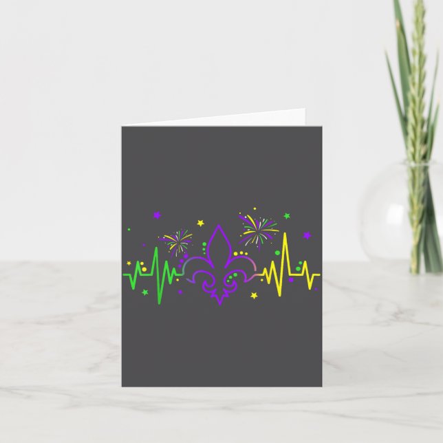 Carte Fleur De Lis Heartbeat Nurse Mardi Gras Carnival M (Devant)