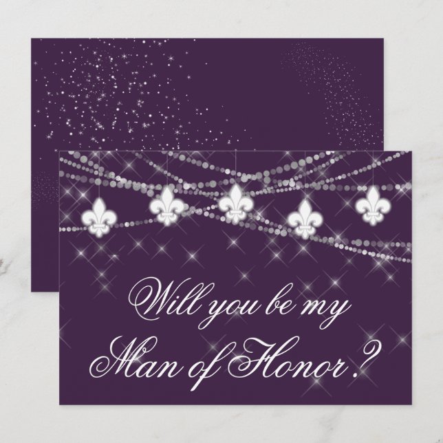 Carte Fleur de Lis Lumières violettes | Demandez à ma se (Devant / Derrière)