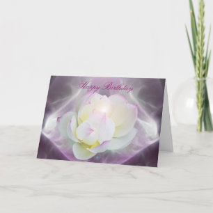 Carte Fleur de lotus blanc heureux anniversaire