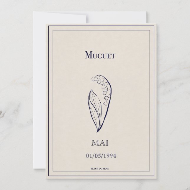 Carte fleur de naissance du mois de mai muguet (Devant)