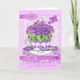 Carte Fleur de naissance et Gem Février Word Game Card