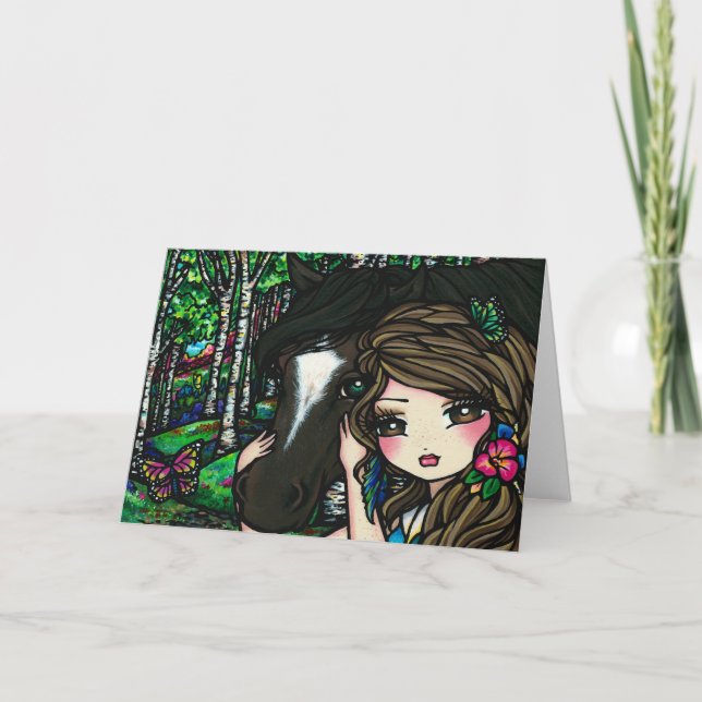 Carte Fleur de papillon de la forêt de cheval Imaginaire (Devant)