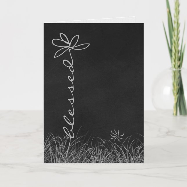 Carte Fleur de pâquerette bénie sur tableau noir pour am (Devant)