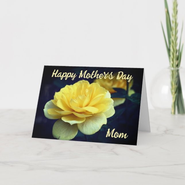 Carte Fleur de rose jaune personnalisée pour la fête des (Devant)