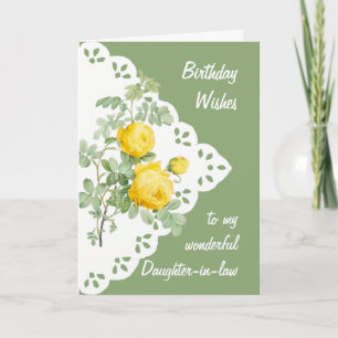Carte Fleur de rose jaune vintage belle-fille