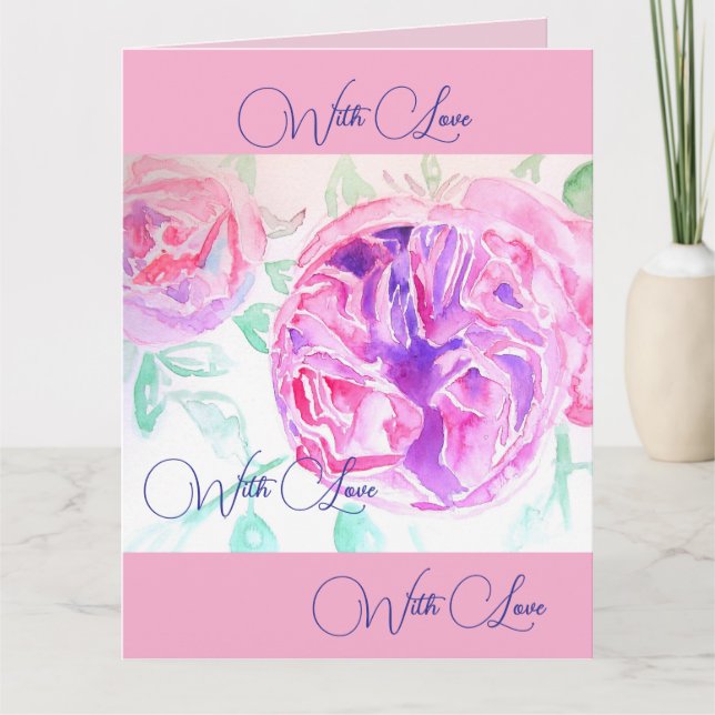 Carte Fleur de rose roseau aquarelle lilas (Devant)