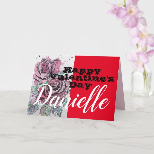 Carte Fleur de rose rouge Joyeux Valentines Jour Femme N (Orchidée)