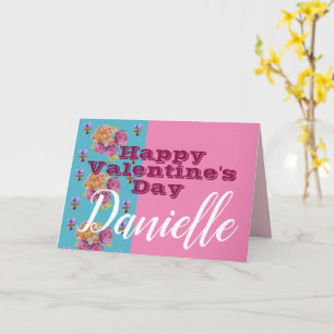 Carte Fleur de rose rouge Joyeux Valentines Jour Femme N