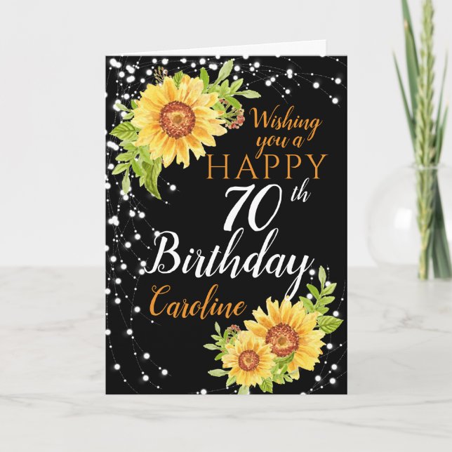 Carte Fleur de soleil d'anniversaire de 70e (Devant)