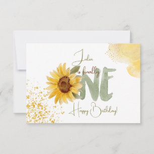 Carte Fleur de soleil d'aquarelle premier anniversaire h