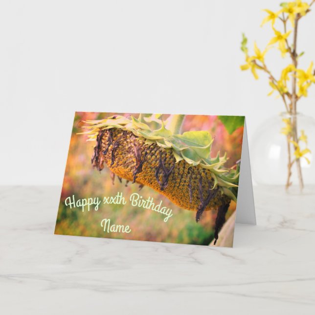 Carte Fleur de tournesol défraîchie Florale personnalisé (Fleur jaune)