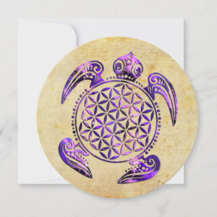 Carte Fleur de vie / Blume des Lebens - tortue violet