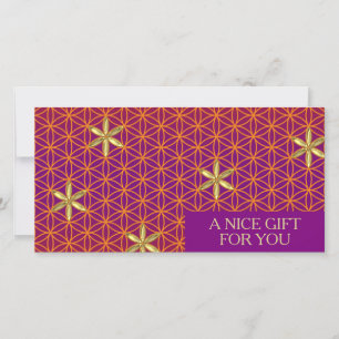 Carte FLEUR DE VIE - motif or rouge