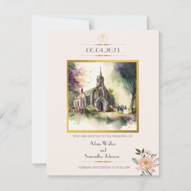 Carte Fleur d'or de l'église traditionnelle Enregistrer  (Devant)