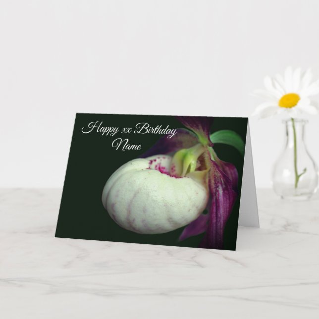 Carte Fleur d'orchidée Lady Slipper Personnalisée Annive (Petite plante)