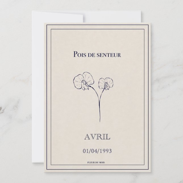 Carte fleur du mois de naissance avril  (Devant)