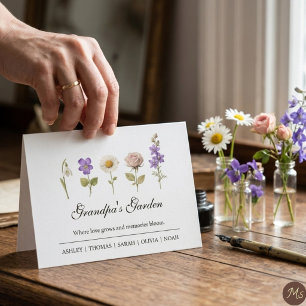 Carte Fleur du mois de naissance Grand-père Jardin Petit