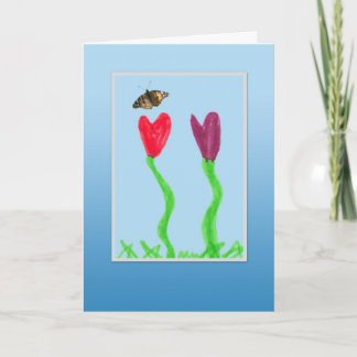 Carte Fleur et papillon de l'enfant - Jour merveilleux