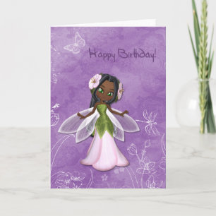 Carte Fleur Fairy Joyeux Anniversaire