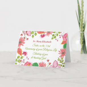 Carte Fleur faite sur commande d'aquarelle de jubilé de