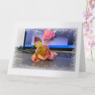 Carte Fleur Freesia sur le clavier