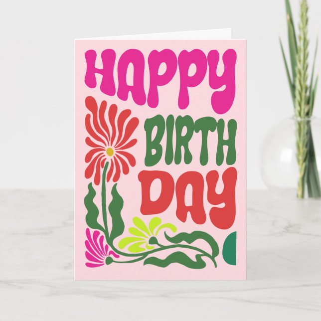 Carte Fleur Hippie Retro les années 70 Psychedélique Ann (Devant)