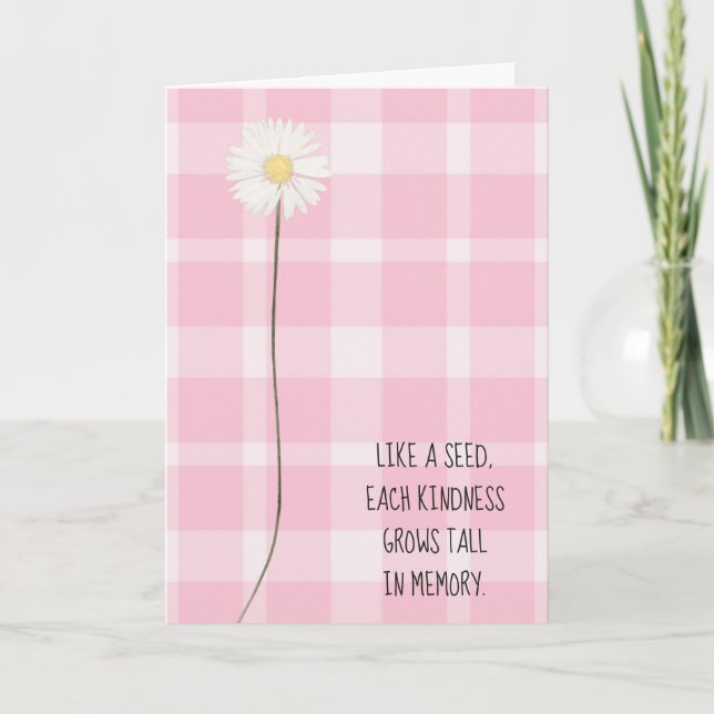 Carte fleur marguerite sur plaid rose pour remercier (Devant)