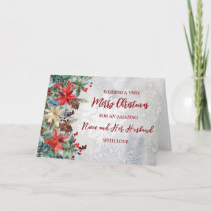 Carte Fleur nièce et son mari Noël