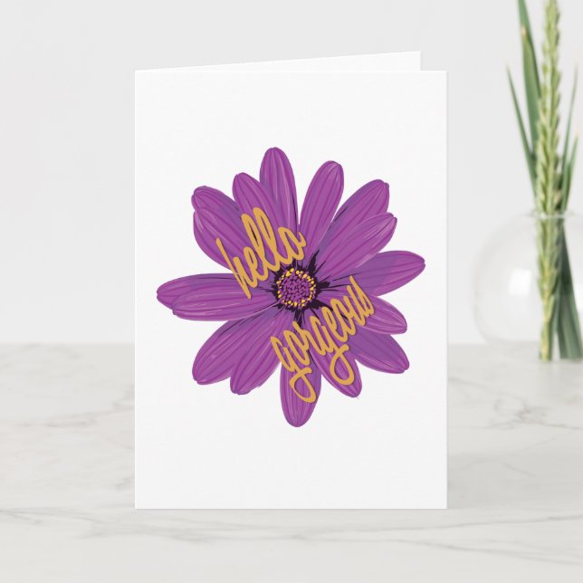 Carte Fleur orange violet gras Bonjour magnifique (Devant)