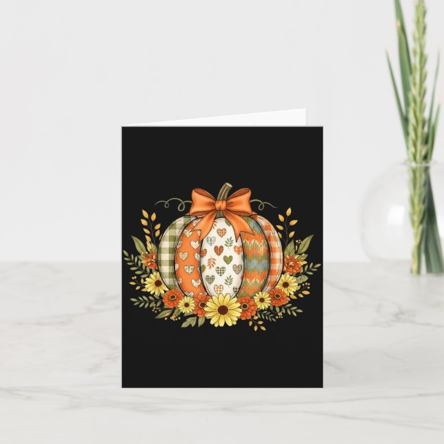 Carte Fleur patchwork citrouille Thanksgiving automne (Devant)