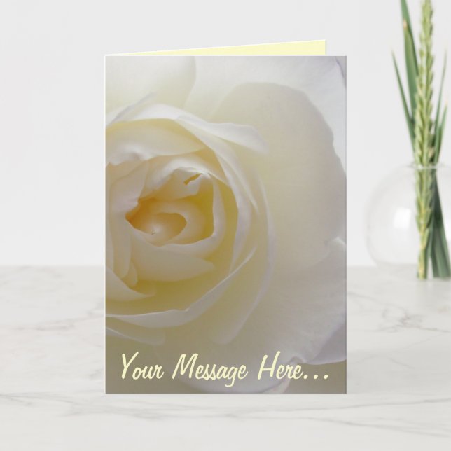 Carte Fleur Personnalisée Rose Carte Rose Blanche (Devant)