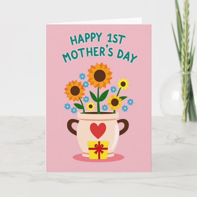 Carte Fleur Pot Rose Pastel (Devant)